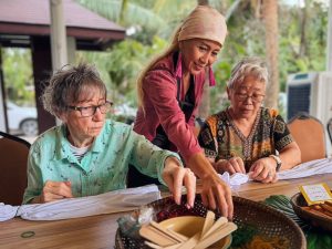 Homerly resident spending time with neighbours in the senior living community
