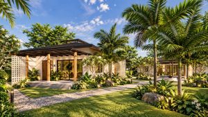 Single-storey garden villa among palms at Homerly – artist’s impression