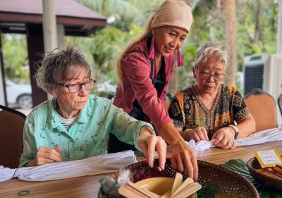 Homerly resident spending time with neighbours in the senior living community