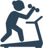Senior friendly fitness room and safe exercise gym equipment icon at Homerly