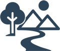 Lush green natural environment and fresh air garden icon at Homerly