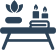 Relaxing spa room and gentle wellness massage therapy for seniors icon