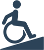 Fully wheelchair accessible senior living facility and barrier free design icon